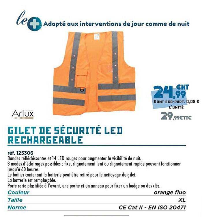 GILET DE SÉCURITÉ LED RECHARGEABLE