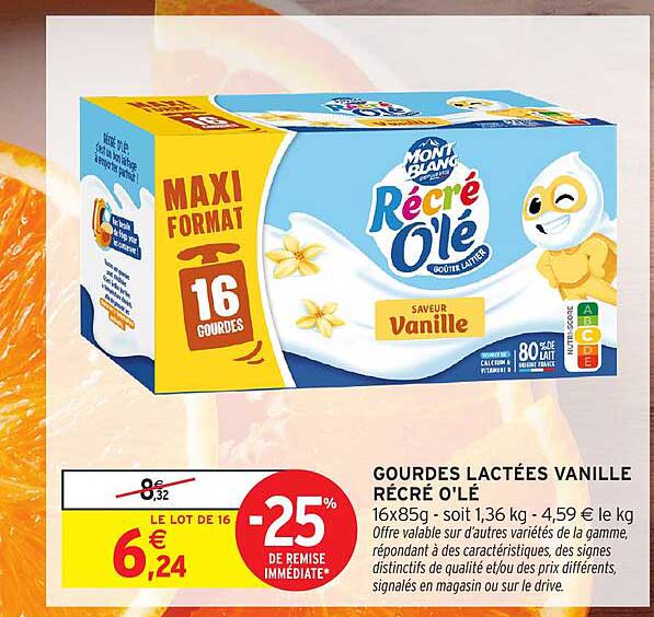 GOURDES LACTÉES VANILLE RÉCRÉ O’LÉ