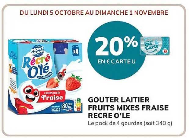 GOÛTER LAITIER FRUITS MIXES FRAISE RECRE O'LE