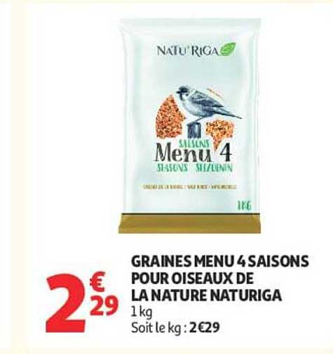 GRAINES MENU 4 SAISONS POUR OISEAUX DE LA NATURE NATURIGA