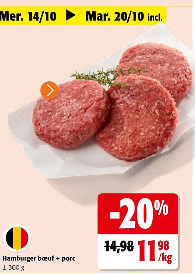 Hamburger bœuf + porc