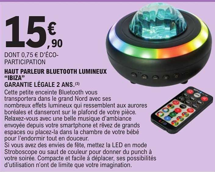 HAUT PARLEUR BLUETOOTH LUMINEUX “IBIZA”