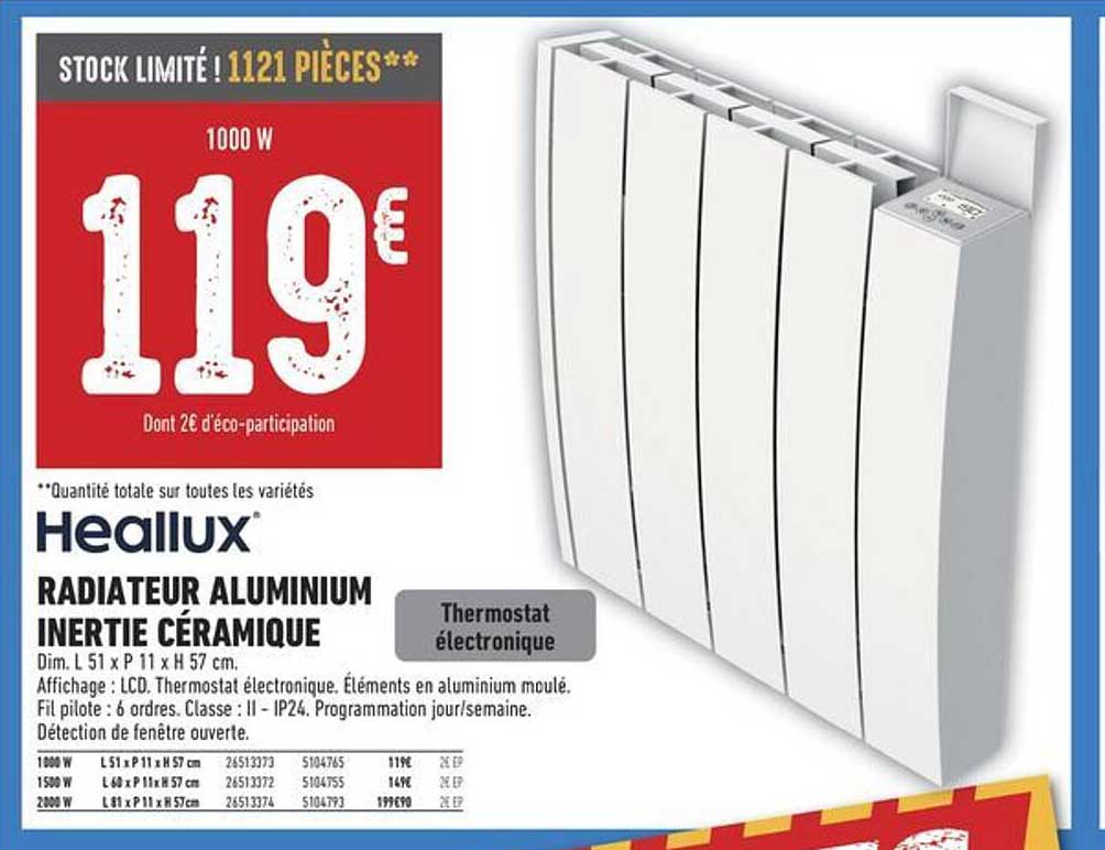 Heallux RADIATEUR ALUMINIUM INERTIE CÉRAMIQUE