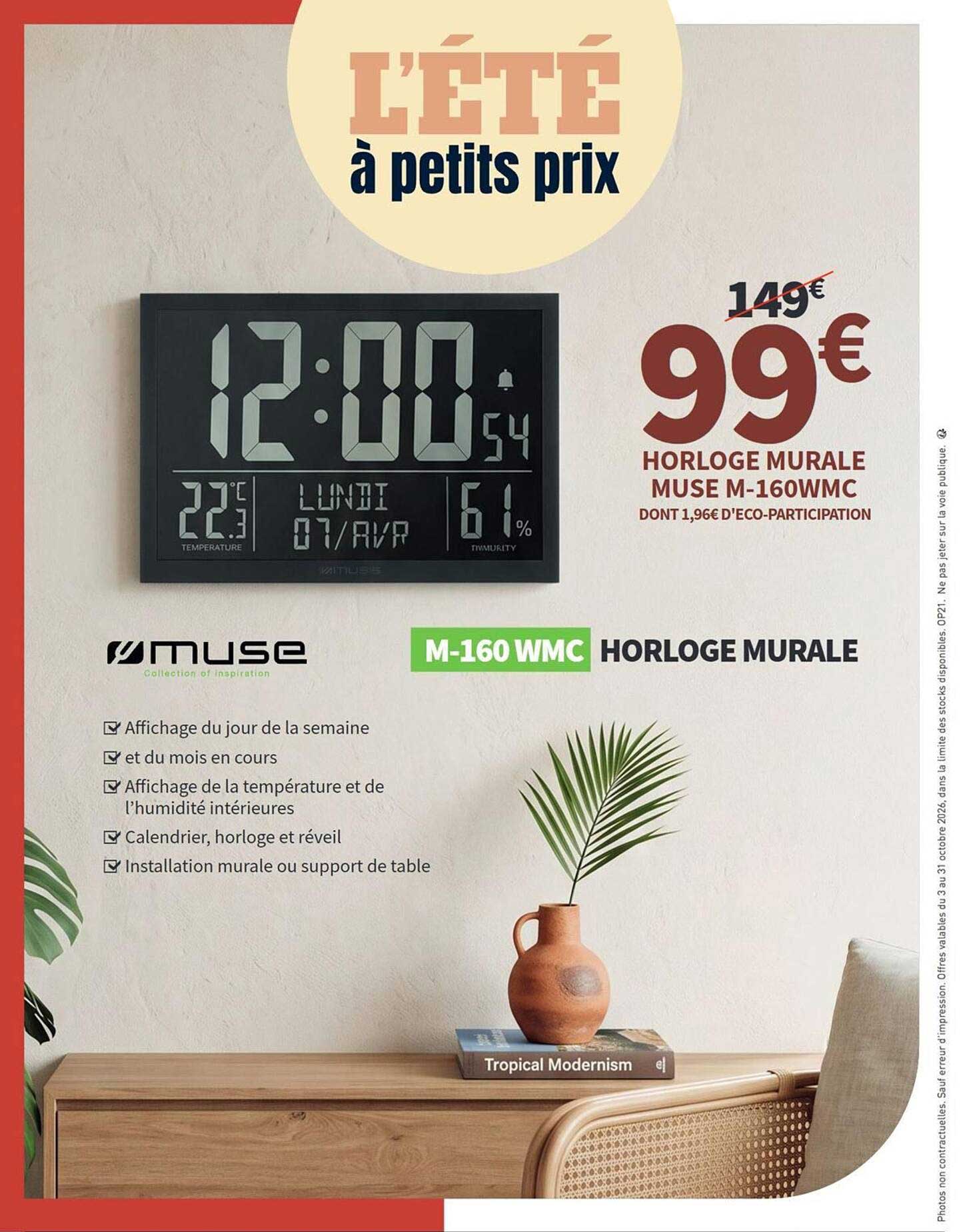 HORLOGE MURALE MUSE M-160WMC