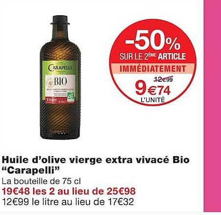 Huile d’olive vierge extra vivace Bio “Carapelli”