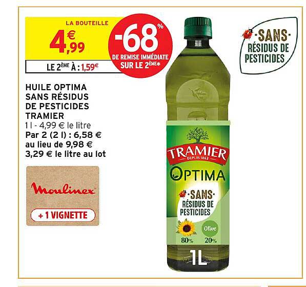 HUILE OPTIMA SANS RÉSIDUS DE PESTICIDES TRAMIER