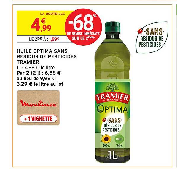HUILE OPTIMA SANS RÉSIDUS DE PESTICIDES TRAMIER