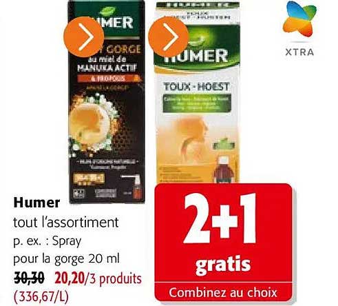 Humer tout l'assortiment p. ex. : Spray pour gorge 20 ml 2+1 gratis Combinez au choix