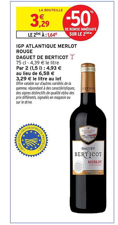 IGP ATLANTIQUE MERLOT ROUGE DAGUET DE BERTICOT