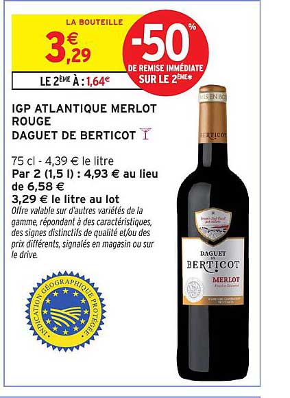 IGP ATLANTIQUE MERLOT ROUGE DAGUET DE BERTICOT