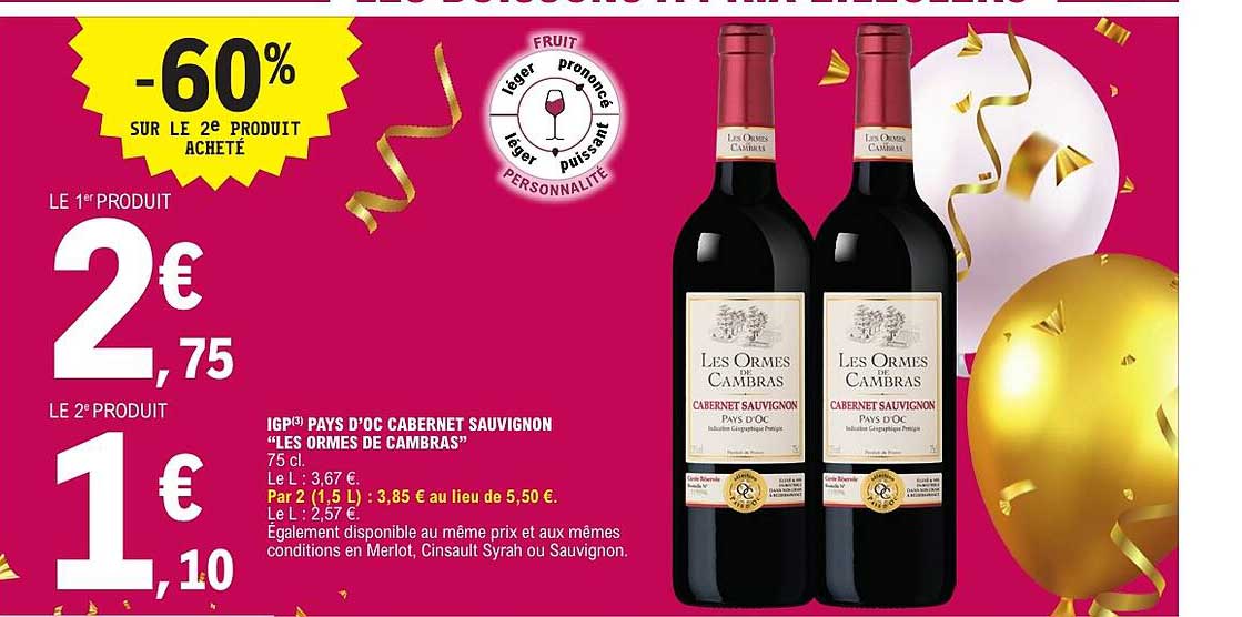 IGP D’OC PAYS D’OC CABERNET SAUVIGNON “LES ORMES DE CAMBRAS”