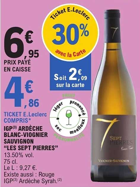 IGP(3) ARDÈCHE BLANC-VIOGNIER SAUVIGNON “LES SEPT PIERRES”