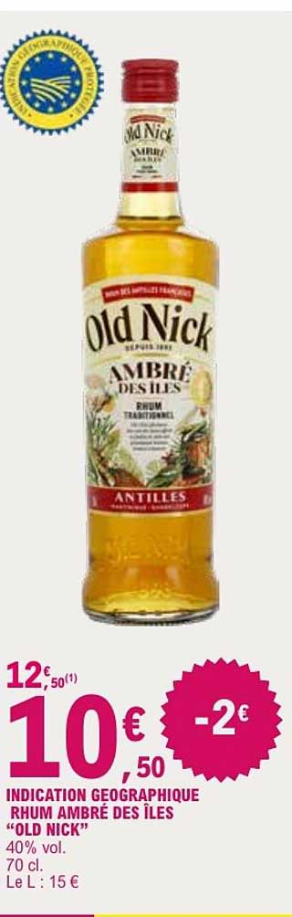 INDICATION GÉOGRAPHIQUE RHUM AMBRÉ DES ÎLES “OLD NICK”