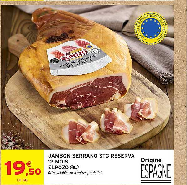 JAMBON SERRANO STG RESERVA 12 MOIS ELPOZO