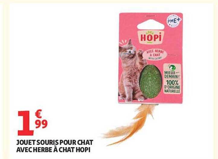 JOUET SOURIS POUR CHAT AVEC HERBE À CHAT HOPI
