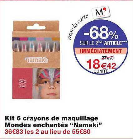 Kit 6 crayons de maquillage Mondes enchantés “Namaki”