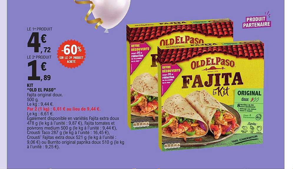 KIT “OLD EL PASO” Fajita original doux. 500 g