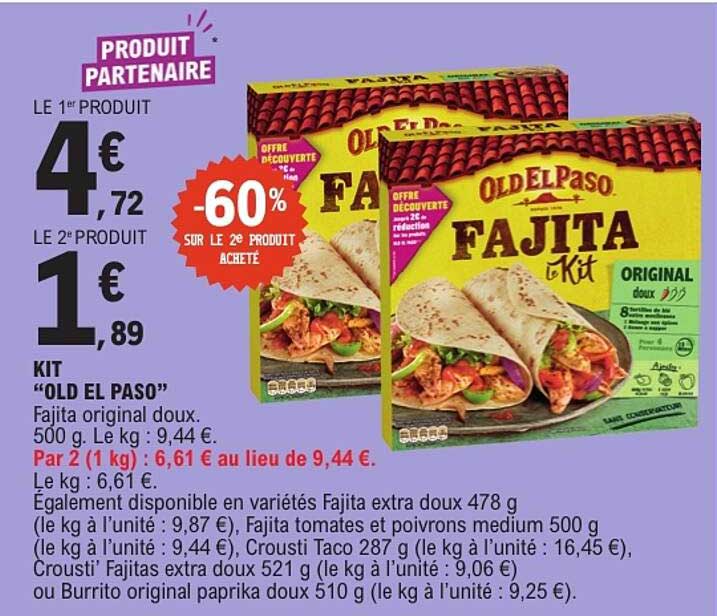 KIT “OLD EL PASO” Fajita original doux. 500 g.
