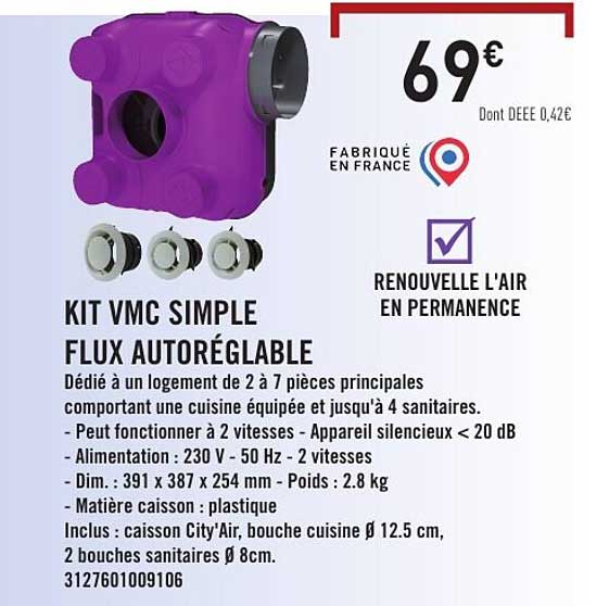 KIT VMC SIMPLE FLUX AUTORÉGLABLE