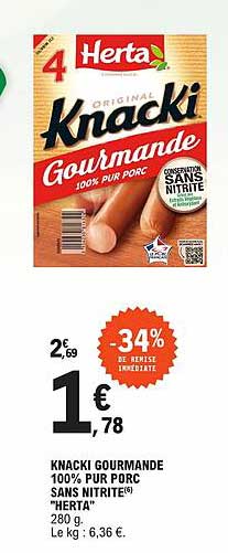 Knacki Gourmande 100% pur porc sans nitrite “Herta” 280 g