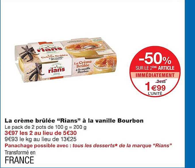 La crème brûlée “Rians” à la vanille Bourbon