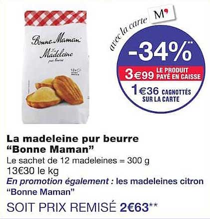 La madeleine pur beurre “Bonne Maman”