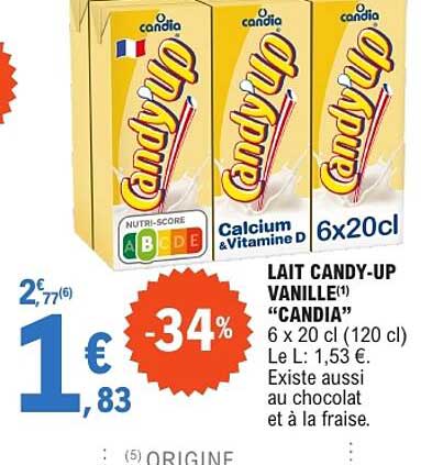 LAIT CANDY-UP VANILLE(1) “CANDIA” 6 x 20 cl (120 cl)