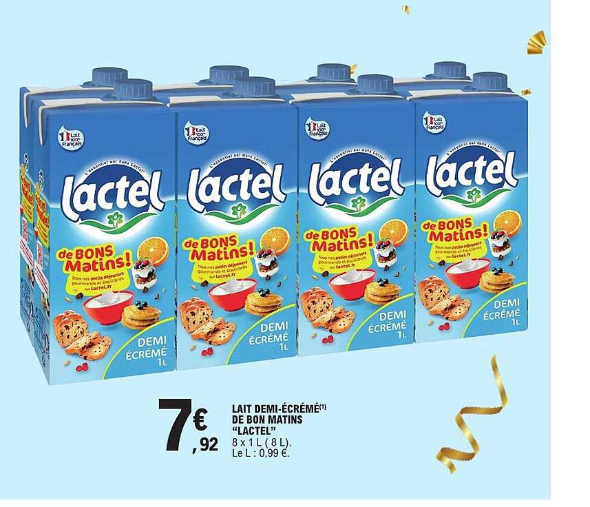 LAIT DEMI-ÉCRÉMÉ DE BON MATINS "LACTEL"