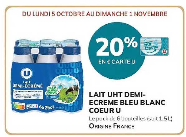 LAIT UHT DEMI-ÉCRÉMÉ BLEU BLANC CŒUR U