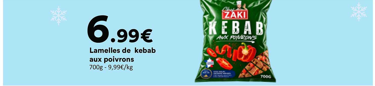 Lamelles de kebab aux poivrons