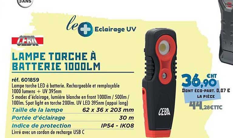 LAMPE TORCHE À BATTERIE 1000LM