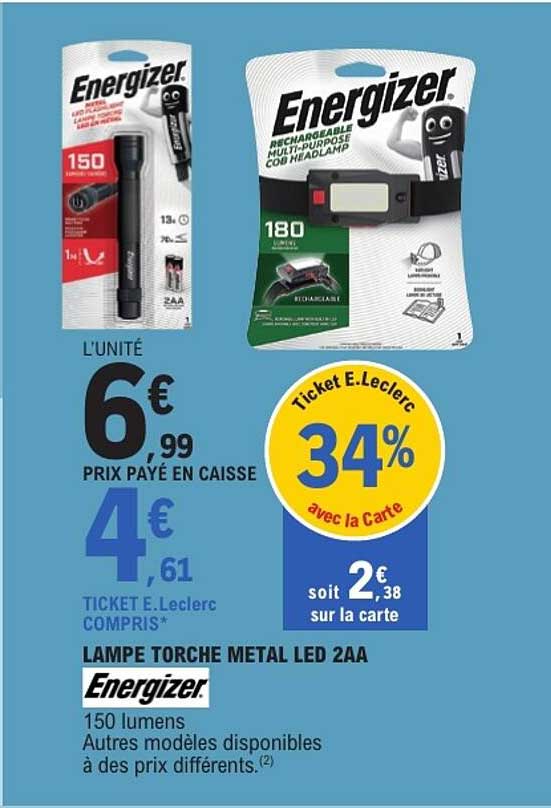 LAMPE TORCHE METAL LED 2AA