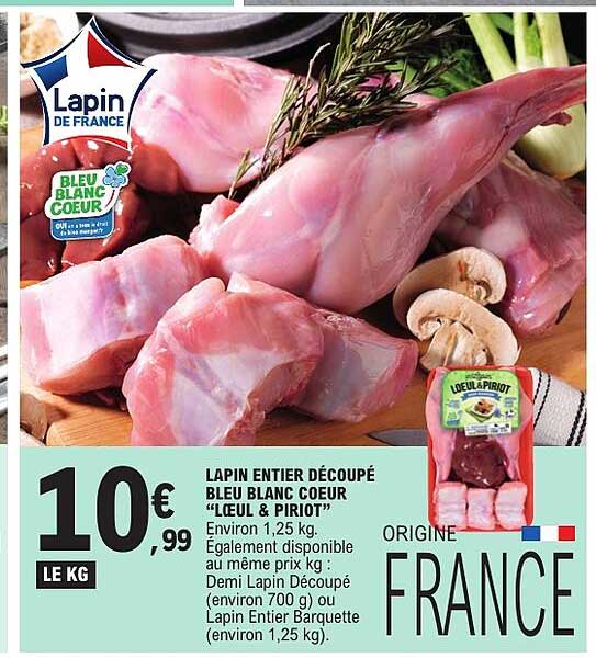 LAPIN ENTIER DÉCOUPÉ BLEU BLANC CŒUR “L’ŒIL & PRIOT”