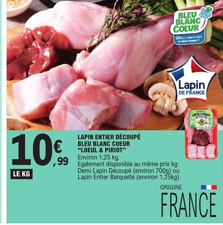 LAPIN ENTIER DÉCOUPÉ BLEU BLANC COEUR “LOEUL & PIRIOT”