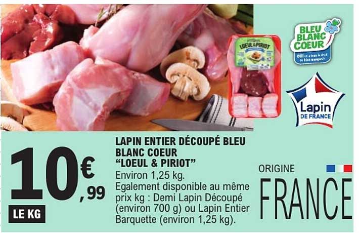 LAPIN ENTIER DÉCOUPÉ BLEU BLANC COEUR “LOEUL & PIRIOT”