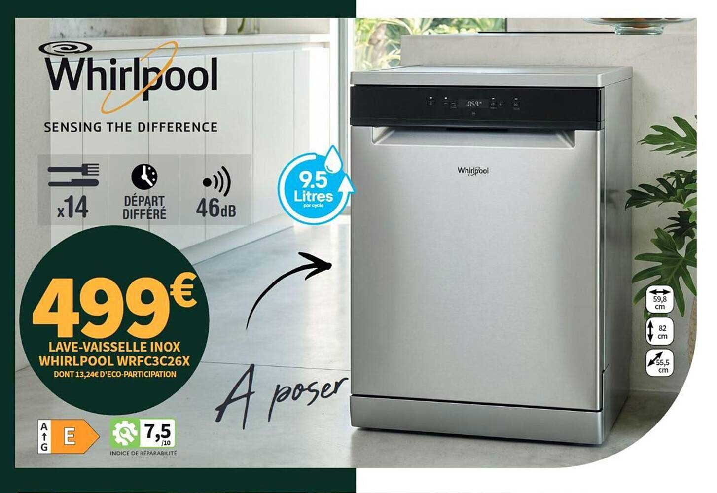 LAVE-VAISSELLE INOX WHIRLPOOL WRFC3C26X