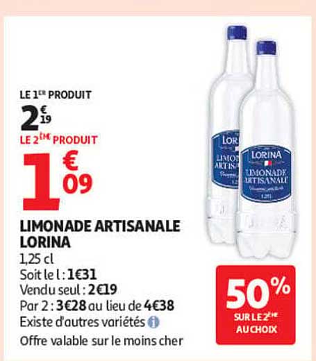 LE 1ER PRODUIT 2€19 LE 2ÈME PRODUIT 1€09