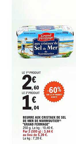 LE 1ER PRODUIT 2€60 LE 2ᵉ PRODUIT 1€04