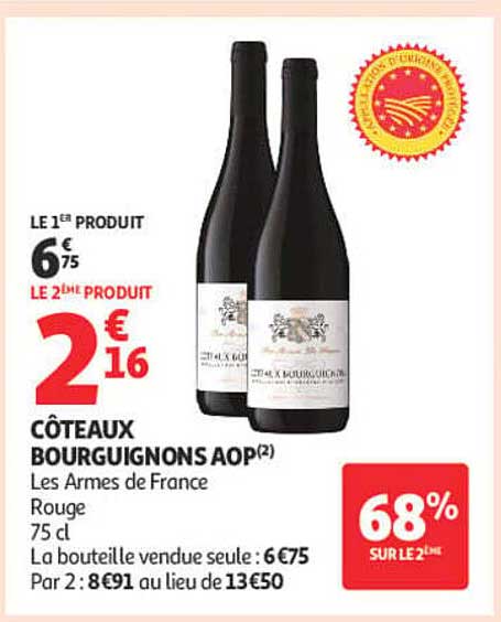 LE 1ER PRODUIT 6€75 LE 2ÈME PRODUIT 2€16