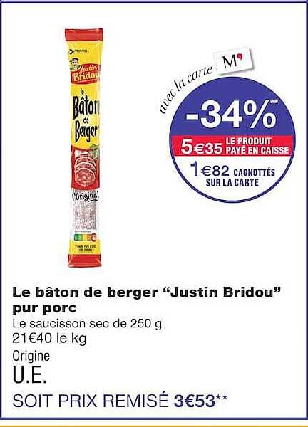 Le bâton de berger “Justin Bridou” pur porc