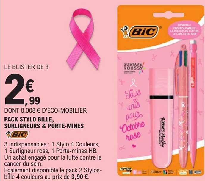 LE BLISTER DE 3 PACK STYLO BILLE, SURLIGNEURS & PORTE-MINES BIC