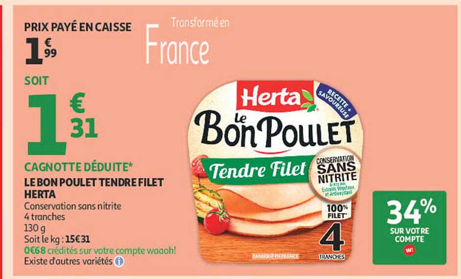 LE BON POULET TENDRE FILET HERTA