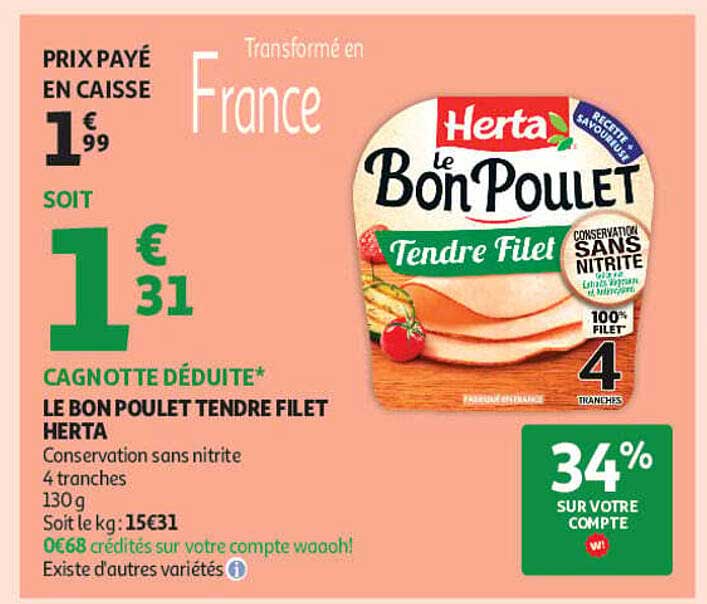 LE BON POULET TENDRE FILET HERTA