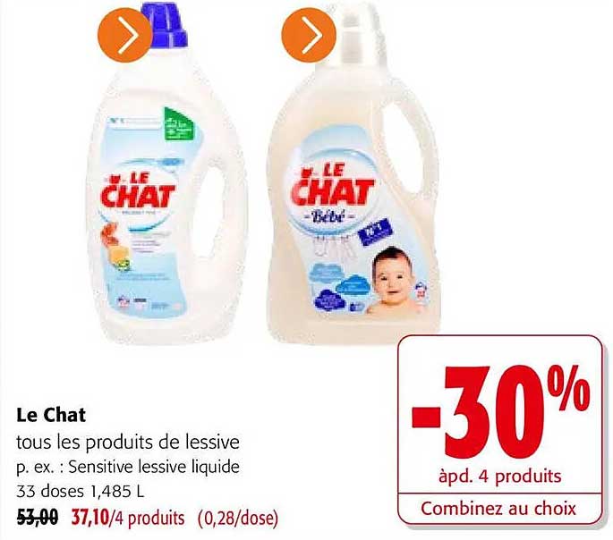 Le Chat
tous les produits de lessive
p. ex. : Sensitive lessive liquide
33 doses 1,485 L
-30%
apd. 4 produits
Combinez au choix
