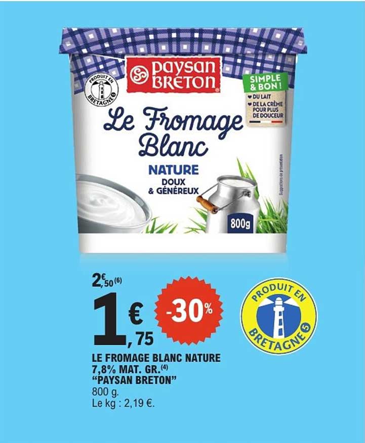 Le Fromage Blanc NATURE DOUX & GÉNÉREUX