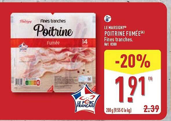 LE MARSI GNYO POITRINE FUMÉE(A) Fines tranches. Réf. 0380