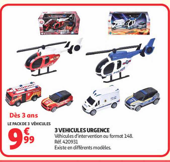 LE PACK DE 3 VÉHICULES 3 VÉHICULES URGENCE