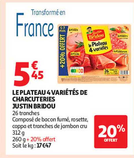 LE PLATEAU 4 VARIÉTÉS DE CHARCUTERIES JUSTIN BRIDOU