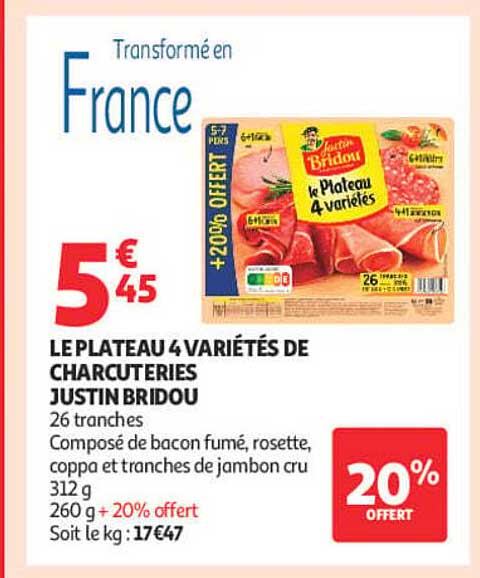 LE PLATEAU 4 VARIÉTÉS DE CHARCUTERIES JUSTIN BRIDOU