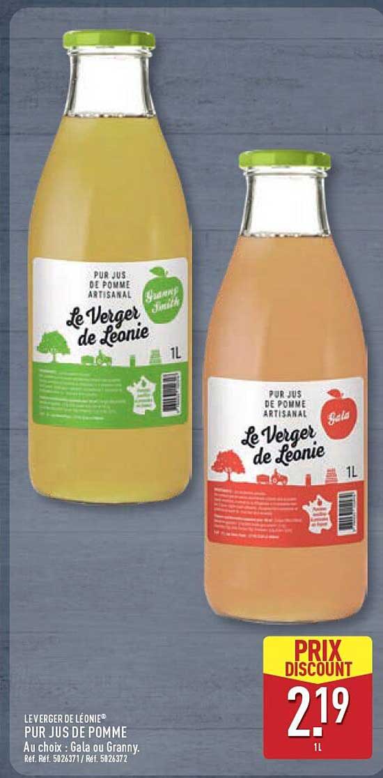 LE VERGER DE LÉONIE® PUR JUS DE POMME Au choix : Gala ou Granny.